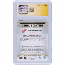 Simon Edvinsson Detroit Red Wings Autographed 2023-24 Upper Deck Series 1 Debut Dates #DD-20 CGC Fanatics Witnessed Authenticated Auto 10 Rookie Card Simon Edvinsson Detroit Red Wings Autographed 2023-24 Upper Deck Series 1 Debut Dates #DD-20 CGC Fanatics Witnessed Authenticated Auto 10 Rookie Card