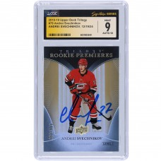 Andrei Svechnikov Carolina Hurricanes Autographed 2018-19 Upper Deck Trilogy #79 #/999 CGC Fanatics Witnessed Authenticated 9/10 Rookie Card Andrei Svechnikov Carolina Hurricanes Autographed 2018-19 Upper Deck Trilogy #79 #/999 CGC Fanatics Witnessed Authenticated 9/10 Rookie Card