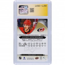 Andrei Svechnikov Carolina Hurricanes Autographed 2018-19 Upper Deck Trilogy #79 #/999 CGC Fanatics Witnessed Authenticated 9/10 Rookie Card Andrei Svechnikov Carolina Hurricanes Autographed 2018-19 Upper Deck Trilogy #79 #/999 CGC Fanatics Witnessed Authenticated 9/10 Rookie Card