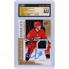 Andrei Svechnikov Carolina Hurricanes Autographed 2018-19 Upper Deck SP Game Used Gold Jersey Relic #120 #/499 CGC Fanatics Witnessed Authenticated Rookie Card Andrei Svechnikov Carolina Hurricanes Autographed 2018-19 Upper Deck SP Game Used Gold Jersey Relic #120 #/499 CGC Fanatics Witnessed Authenticated Rookie Card
