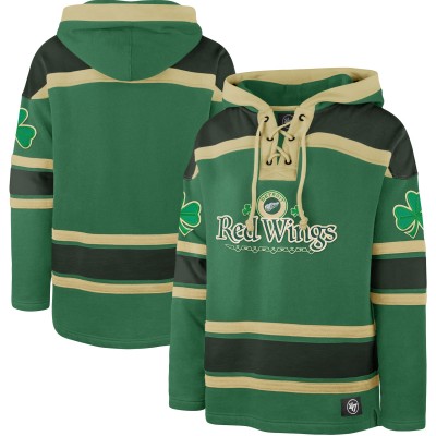 Detroit Red Wings 47 Kelly Green St. Patricks Day McLucky Superior Lacer Pullover Hoodie