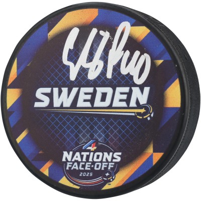 Elias Pettersson Vancouver Canucks Autographed Fanatics Authentic Team Sweden 4 Nations Face-Off Hockey Puck