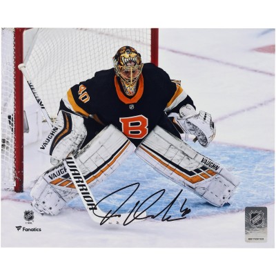 Tuukka Rask Boston Bruins Autographed Fanatics Authentic 8 x 10 Black Alternate Jersey In Net Photograph