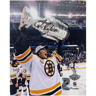 Tuukka Rask Boston Bruins Autographed Fanatics Authentic 8 x 10 2011 Stanley Cup Champions Raising Cup Photograph