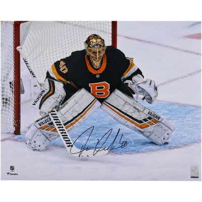 Tuukka Rask Boston Bruins Autographed Fanatics Authentic 16 x 20 Black Alternate Jersey In Net Photograph