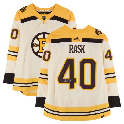 Игровая джерси Tuukka Rask Boston Bruins Autographed Fanatics Authentic 100th Anniversary Beige Alternate adidas Authentic