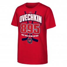 Детская футболка Washington Capitals Alexander Ovechkin Red NHL All-Time Leading Goal Scorer Cross Sticks