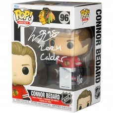 Connor Bedard Chicago Blackhawks Autographed Fanatics Authentic Red Jersey Funko Pop! Vinyl Figure with 2024 Calder Inscription - Limited Edition #1/10