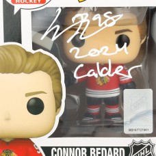 Connor Bedard Chicago Blackhawks Autographed Fanatics Authentic Red Jersey Funko Pop! Vinyl Figure with 2024 Calder Inscription - Limited Edition #1/10
