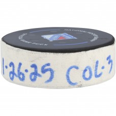 Cale Makar Colorado Avalanche Fanatics Authentic Game-Used Goal Puck vs. New York Rangers on January 26, 2025 - Second of Two Goals Scored
