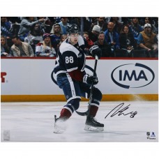 Martin Necas Colorado Avalanche Autographed Fanatics Authentic 16 x 20 Navy Alternate Jersey Stopping Photograph