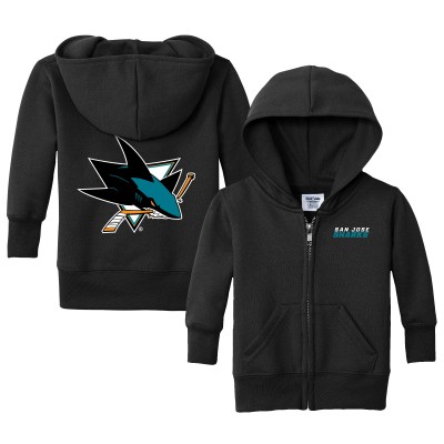 Малышам San Jose Sharks Chad & Jake Black Logo Full-Zip Hoodie
