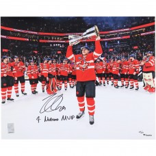 Nathan MacKinnon Canada Autographed Fanatics Authentic 16 x 20 4 Nations Face-Off Champions Celebration Photograph with 4 Nations MVP Inscription - Limited Edition #25/25