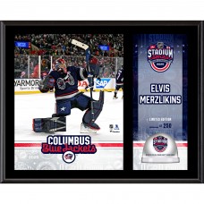 Elvis Merzlikins Columbus Blue Jackets Fanatics Authentic 12 x 15 2025 NHL Stadium Series Sublimated Plaque with Game-Used Ice - Limited Edition of 250