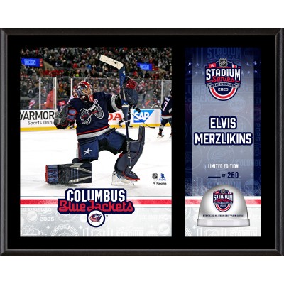 Elvis Merzlikins Columbus Blue Jackets Fanatics Authentic 12 x 15 2025 NHL Stadium Series Sublimated Plaque with Game-Used Ice - Limited Edition of 250