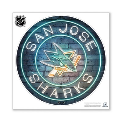 San Jose Sharks 28 x 28 Repositionable Neon Wall Decal
