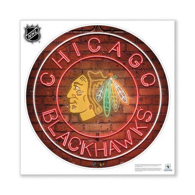 Chicago Blackhawks 28 x 28 Repositionable Neon Wall Decal
