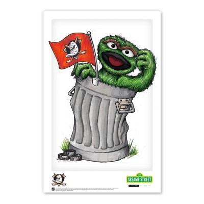 Anaheim Ducks Oscar the Grouch 11 x 17 Sesame Street Poster Print