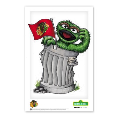Chicago Blackhawks Oscar the Grouch 11 x 17 Sesame Street Poster Print