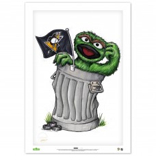 Pittsburgh Penguins Oscar the Grouch 14 x 20 Sesame Street Fine Art Print - Limited Edition of 100