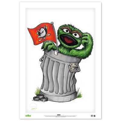 Anaheim Ducks Oscar the Grouch 14 x 20 Sesame Street Fine Art Print - Limited Edition of 100