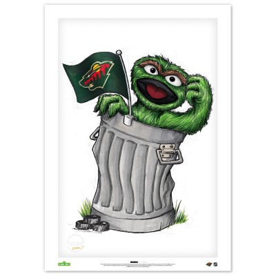 Minnesota Wild Oscar the Grouch 14 x 20 Sesame Street Fine Art Print - Limited Edition of 100