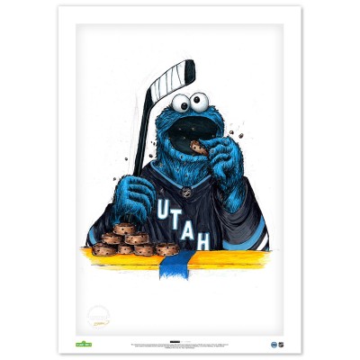 Utah Hockey Club Cookie Monster 14 x 20 Sesame Street Fine Art Print - Limited Edition of 100