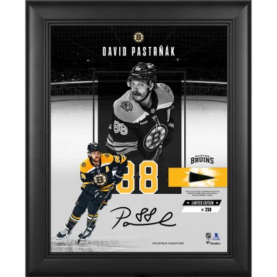 David Pastrnak Boston Bruins Facsimile Signature Fanatics Authentic Framed 11 x 14 Impact Collage with a Piece of Game-Used Puck - Limited Edition of 250