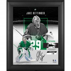 Jake Oettinger Dallas Stars Facsimile Signature Fanatics Authentic Framed 11 x 14 Showcase Collage with a Piece of Game-Used Puck - Limited Edition of 250