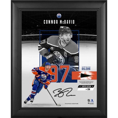 Connor McDavid Edmonton Oilers Facsimile Signature Fanatics Authentic Framed 11 x 14 Impact Collage with a Piece of Game-Used Puck - Limited Edition of 250