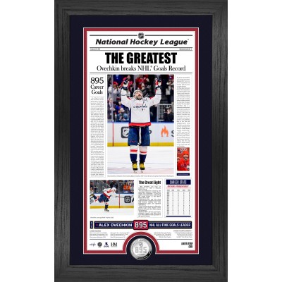 Washington Capitals Alexander Ovechkin Highland Mint NHL All-Time Leading Goal Scorer 12 x 20 Front Page News Silver Coin Photo Mint