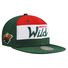 Minnesota Wild Mitchell & Ness Green Retro Script Colorblock Snapback Hat