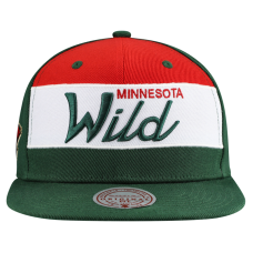 Minnesota Wild Mitchell & Ness Green Retro Script Colorblock Snapback Hat