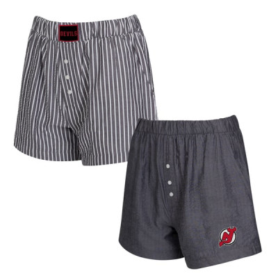 Женская джерси New Devils Concepts Sport Charcoal Two-Pack Boxer Shorts Set