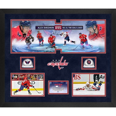 Alexander Ovechkin Washington Capitals Fanatics Authentic Framed 20 x 24 895th Goal Three-Photograph Collage with Dual Game-Used Ice from a Caps Game During the 895th Goal Season & 802nd Goal Season - Limited Edition of 100