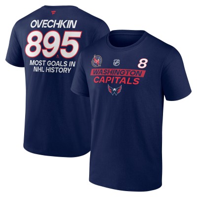 Футболка Washington Capitals Alexander Ovechkin Fanatics Navy Most Goals in NHL History