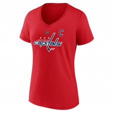 Женская футболка Washington Capitals Alexander Ovechkin Fanatics Athletic Red NHL All-Time Leading Goal Scorer The Great 8 Name & Number V-Neck