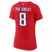 Женская футболка Washington Capitals Alexander Ovechkin Fanatics Athletic Red NHL All-Time Leading Goal Scorer The Great 8 Name & Number V-Neck