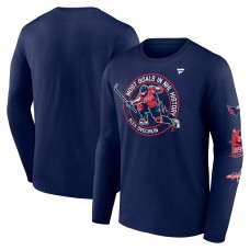 Футболка с длинным рукавом Washington Capitals Alexander Ovechkin Fanatics Athletic Navy NHL All-Time Leading Goal Scorer Badges