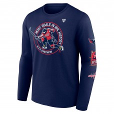 Футболка с длинным рукавом Washington Capitals Alexander Ovechkin Fanatics Athletic Navy NHL All-Time Leading Goal Scorer Badges