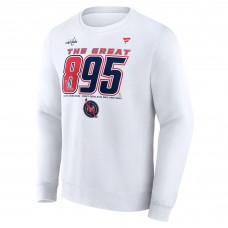 Футболка Washington Capitals Alexander Ovechkin Fanatics White NHL All-Time Leading Goal Scorer The Great 895 Fleece Pullover Sweatshirt