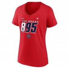 Женская футболка Washington Capitals Alexander Ovechkin Fanatics Athletic Red NHL All-Time Leading Goal Scorer The Great 895 V-Neck