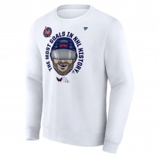 Футболка Washington Capitals Alexander Ovechkin Fanatics White NHL All-Time Leading Goal Scorer GR8 Caricature Fleece Pullover Sweatshirt