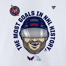 Футболка Washington Capitals Alexander Ovechkin Fanatics White NHL All-Time Leading Goal Scorer GR8 Caricature Fleece Pullover Sweatshirt