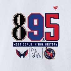 Футболка Washington Capitals Alexander Ovechkin Fanatics White NHL All-Time Leading Goal Scorer The History of 895
