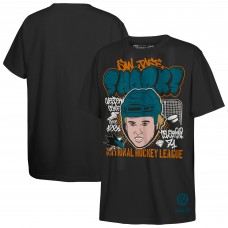 Футболка San Jose Sharks Macklin Celebrini Mitchell & Ness Black Caricature