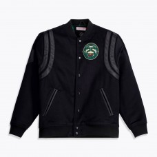 Minnesota Wild Mitchell & Ness Black Walk The Tunnel Full-Snap Varsity Jacket