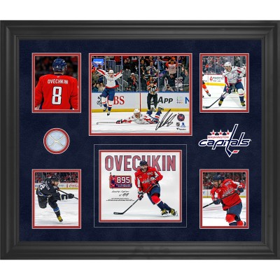 Alexander Ovechkin Washington Capitals Autographed Fanatics Authentic Framed 20 x 24 895th Goal Collage with a Piece of Game-Used Net from 895th Goal Game - Limited Edition of 99