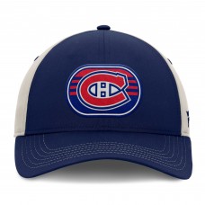 Montreal Canadiens Fanatics Navy/Gray 2025 Stanley Cup Playoffs Locker Room Trucker Adjustable Hat