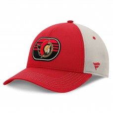 Ottawa Senators Fanatics Red/Gray 2025 Stanley Cup Playoffs Locker Room Trucker Adjustable Hat